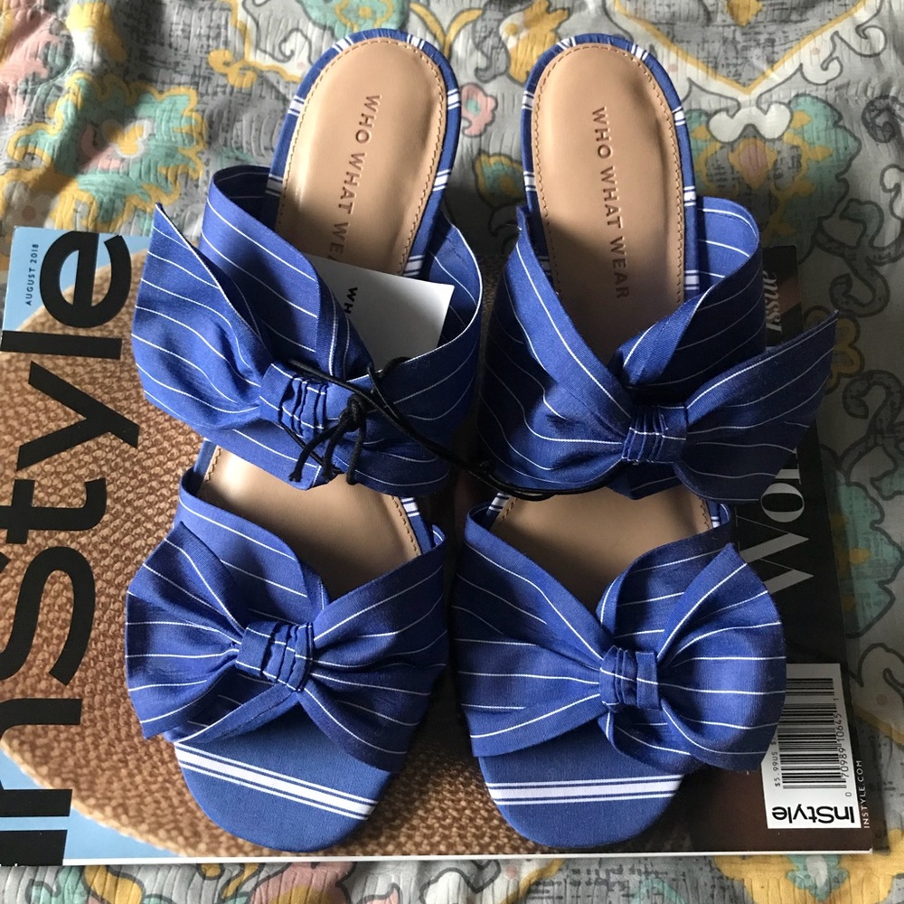 WhoWhatWear Striped Heeled Slides